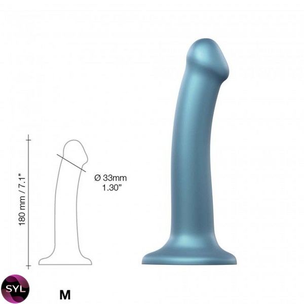 Насадка для страпону Strap-On-Me Mono Density Dildo M Blue, діам. 3,3 см, одношаровий силікон, гнучк SO3569 SafeYourLove