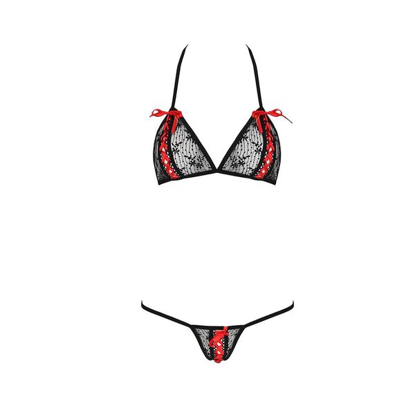 Комплект білизни MELISSA BIKINI black L/XL - Passion: ліф зі шнурівкою і трусики стрінги EL15901 SafeYourLove