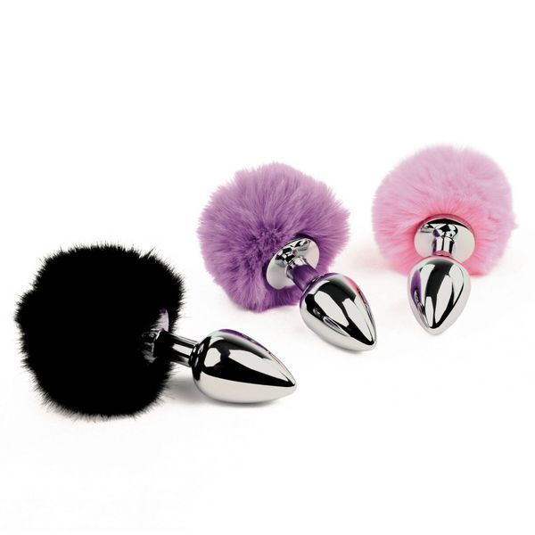 Anal plug FeelzToys - Bunny Tails Butt Plug, color Black