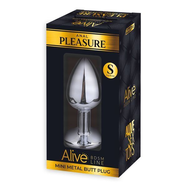 Black Metal butt plug with crystal Alive Mini Metal Butt Plug S, size S