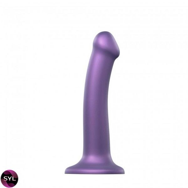 Насадка для страпону Strap-On-Me Mono Density Dildo Violet M, діам. 3,3 см, одношаровий силікон, гну SO3570 SafeYourLove