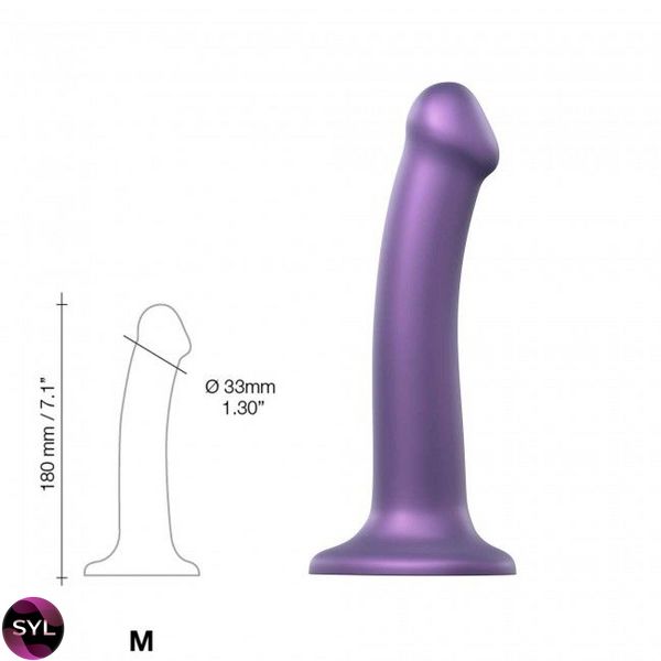 Насадка для страпону Strap-On-Me Mono Density Dildo Violet M, діам. 3,3 см, одношаровий силікон, гну SO3570 SafeYourLove