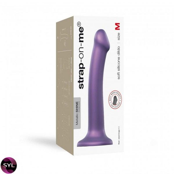 Насадка для страпону Strap-On-Me Mono Density Dildo Violet M, діам. 3,3 см, одношаровий силікон, гну SO3570 SafeYourLove