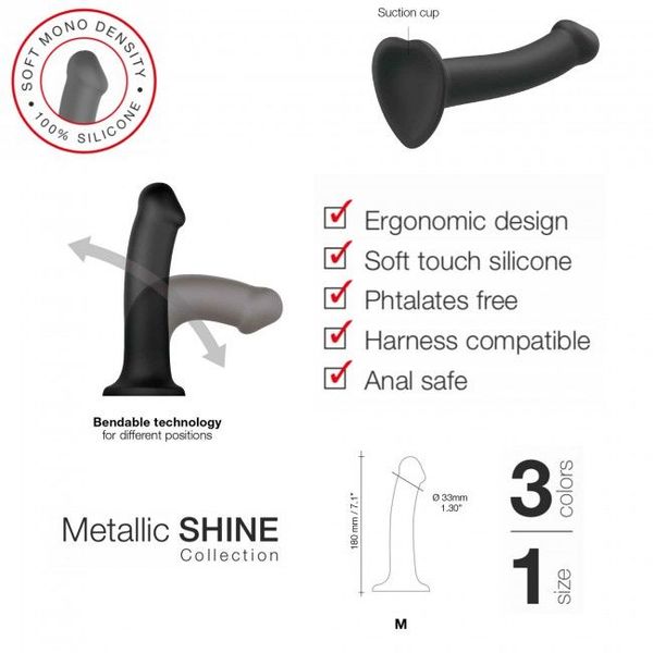 Насадка для страпона Strap-On-Me Mono Density Dildo Violet M, диам. 3,3см, однослойный силикон, гибк SO3570 фото