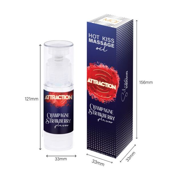 Jadalny olejek do masażu MAI Attraction Champagne Strawberry Hot Kiss (50 ml)