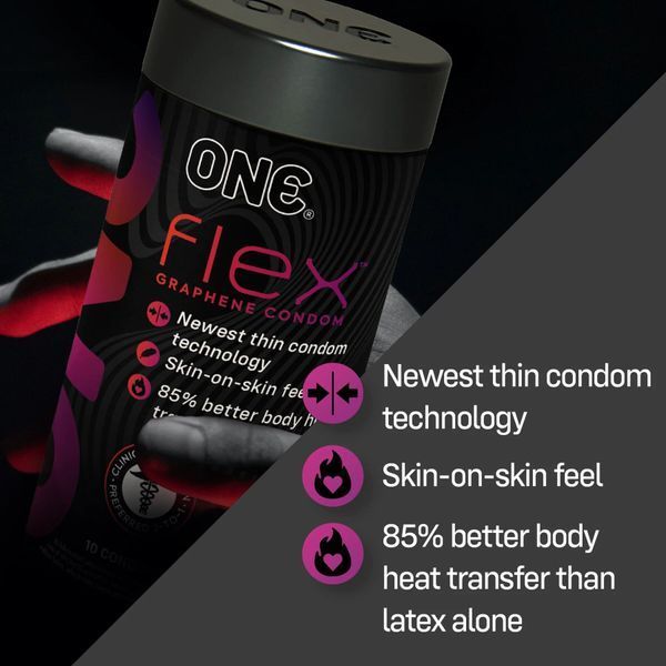 ONE Flex Graphene Condoms, 10 pcs, Super Thin, Extra Strong, Gift Box Tube