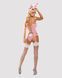 Obsessive Bunny suit erotic costume 4 pcs costume, top with garters, t, Pink, L/XL