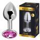 Anal plug Alive Anal Pleasure, L, with pink stone, silver, 9 x 4 cm