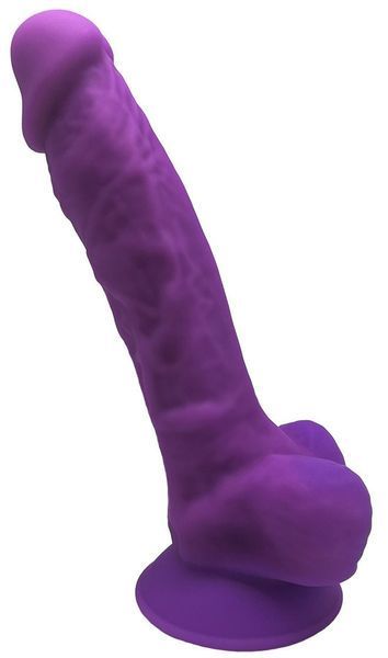 Realistic dildo with testicles SILEXD Model 1 (7") ZM01 with suction cup, purple