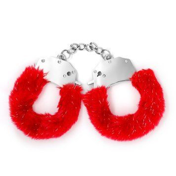 Handcuffs CRUSHIOUS Spangle metal, with red fur