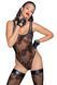 Body Noir Handmade F242 Tulle body with patterned flock embroidery - L
