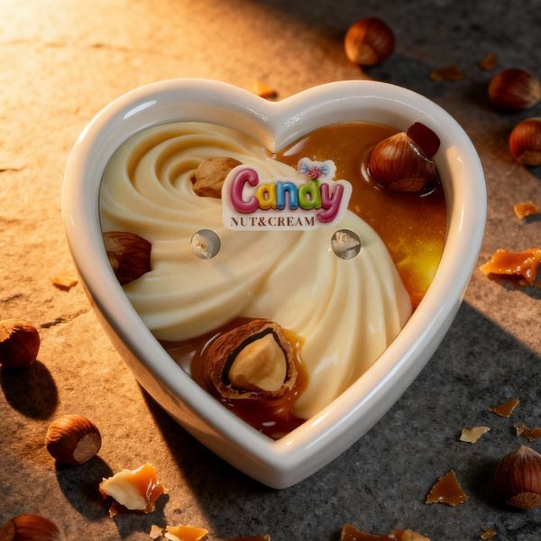 Świeca do masażu w kształcie serca Candy Nut Cream, 70 ml