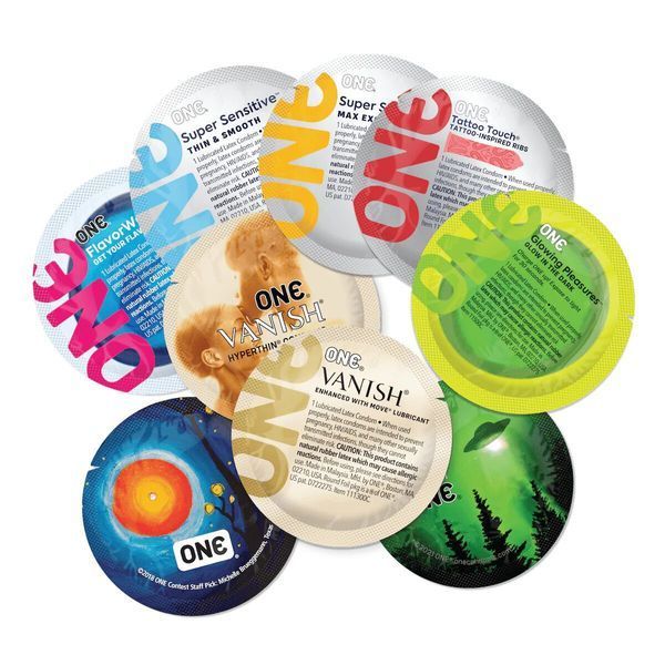 ONE Mixed Pleasures condoms, 12 pcs, 6 types, gift box-tube