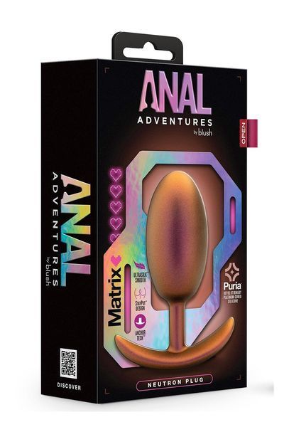 Анальная пробка со смещенным центром тяжести Anal Adventure Blush, силиконовая, розовое золото T331992 фото