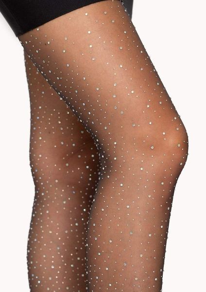 Leg Avenue Petra Sheer Rhinestone tights with rhinestones, black, One Size