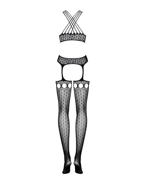 Бодистокинг Obsessive Bodystocking G313, шнуровка, геометрический декор SO7237 фото