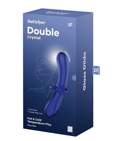 Фалоімітатор подвійний зі скла Satisfyer Double Crystal, синій ST4045931 SafeYourLove