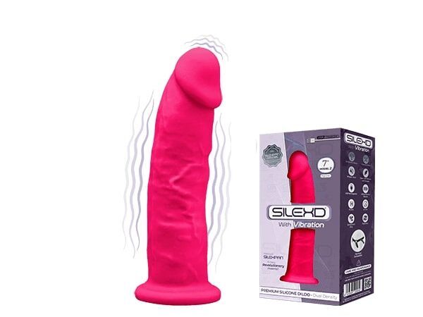 Фалоімітатор з вібрацією SilexD Henry Vibro Pink (MODEL 2 size 7in), двошаровий, діаметр 4,4 см SO5968 SafeYourLove