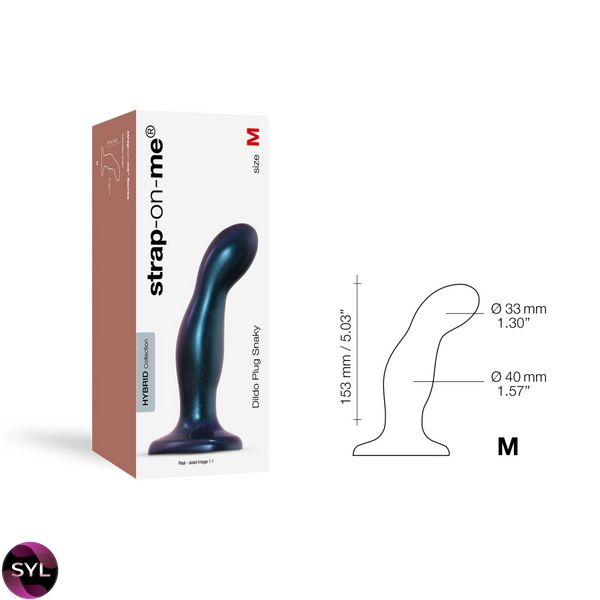 Дилдо Strap-On-Me DILDO PLUG SNAKY METALLIC BLUE, размер M, диаметр 4 см, вводимая длина 15,3 см SO6825 фото