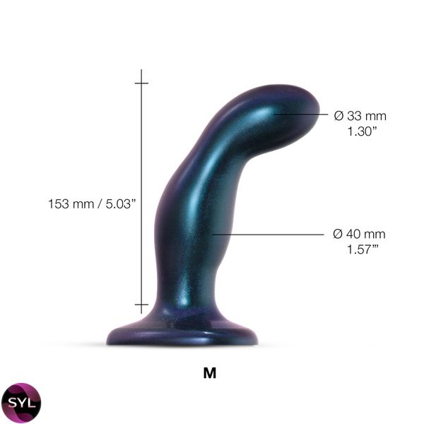 Дилдо Strap-On-Me DILDO PLUG SNAKY METALLIC BLUE, розмір M, діаметр 4 см, ввідна довжина 15,3 см SO6825 SafeYourLove