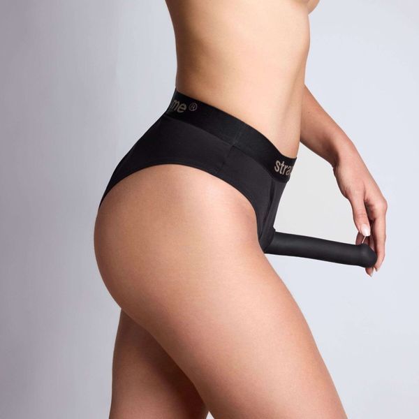 Трусики с фиксацией дилдо Strap-On-Me Harness Lingerie Idole, цвет черный, размер XS SX3522 фото