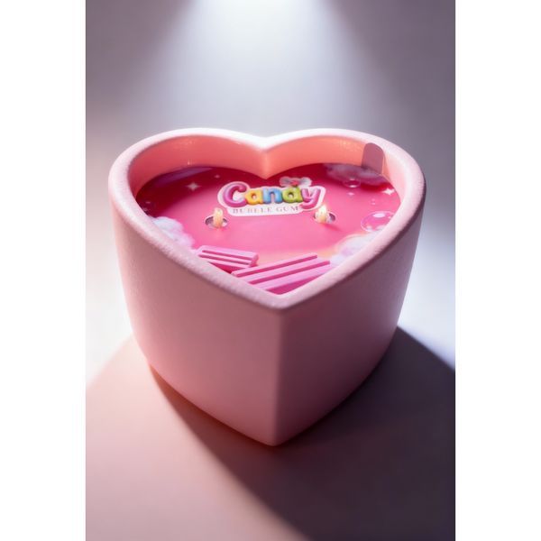 Świeca do masażu w kształcie serca Candy Bubble Gum, 70 ml