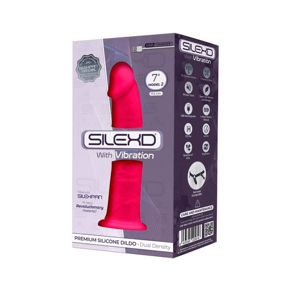 Фалоімітатор з вібрацією SilexD Henry Vibro Pink (MODEL 2 size 7in), двошаровий, діаметр 4,4 см SO5968 SafeYourLove