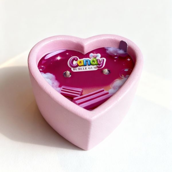 Świeca do masażu w kształcie serca Candy Bubble Gum, 70 ml