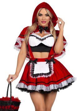 Little Riding Hood Costume Leg Avenue Flirty Miss Top and Skirt, Red, M