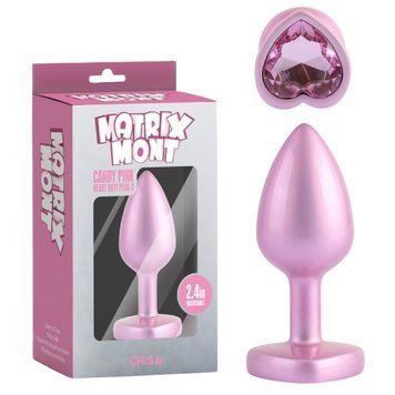 R&oacute;żowy korek analny z masą perłową CHISA MATRIX MONT i r&oacute;żowym kamieniem w kształcie serca, Pink