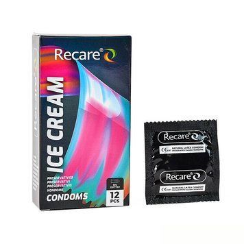 Презервативи Holographic Recare Ice Cream Big Dotted Condoms 12 шт, з пухирцями, аромат: морозиво SX3338 SafeYourLove