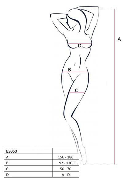 Bodystocking BS060 Black Passion, z geometrycznym wzorem, czarny, rozmiar S/L
