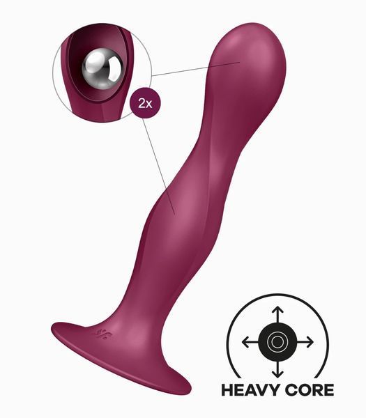 Dildo waginalno-analne Satisfyer Double Ball-R z obciążonymi kulkami, bordowe