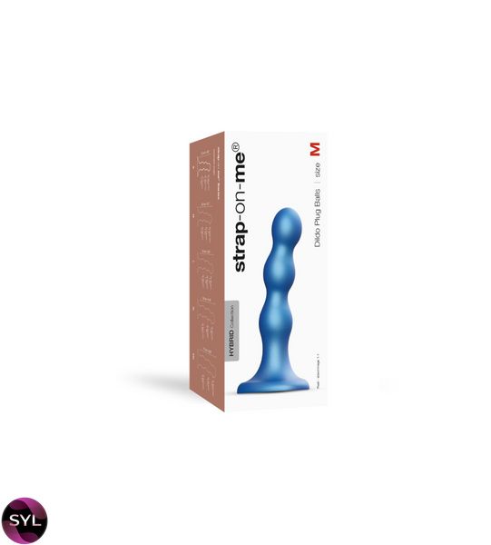 Насадка для страпона Strap-On-Me Dildo Plug Balls Blue Metallic M SO7818 SafeYourLove