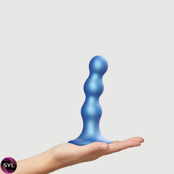 Насадка для страпона Strap-On-Me Dildo Plug Balls Blue Metallic M SO7818 SafeYourLove