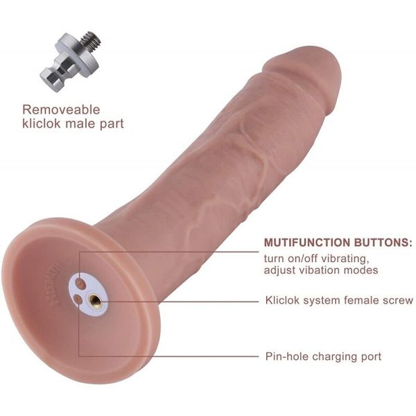 Фаллоимитатор 10.2″ с вибрацией для секс-машин Hismith Silicone Dildo with Vibe, KlicLok, пульт ДУ SO6211 фото