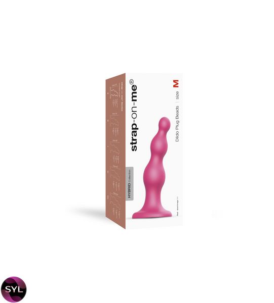 Насадка для страпона Strap-On-Me Dildo Plug Beads Framboise Metallic M SO7819 SafeYourLove