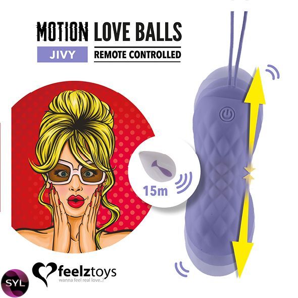 Вагінальні кульки з масажем і вібрацією FeelzToys Motion Love Balls Jivy з пультом дистанційного кер SO3852 SafeYourLove