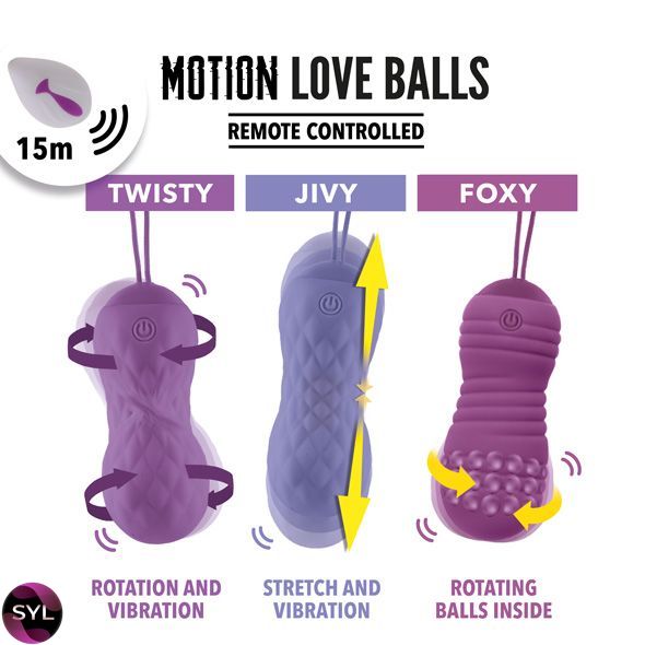 Вагінальні кульки з масажем і вібрацією FeelzToys Motion Love Balls Jivy з пультом дистанційного кер SO3852 SafeYourLove