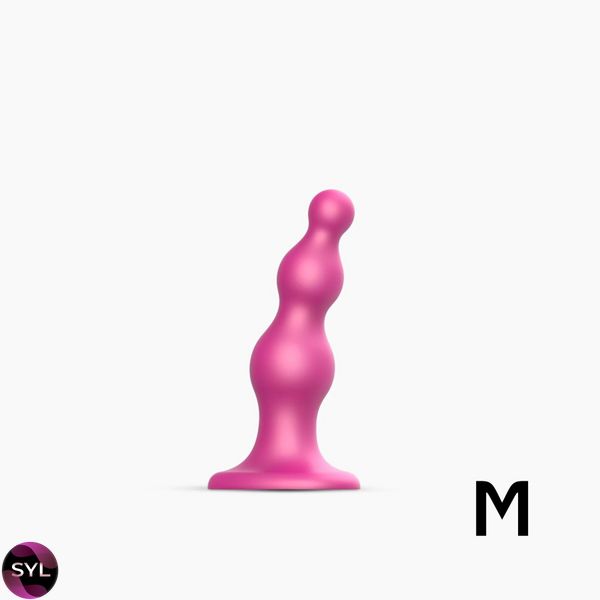 Насадка для страпона Strap-On-Me Dildo Plug Beads Framboise Metallic M SO7819 SafeYourLove