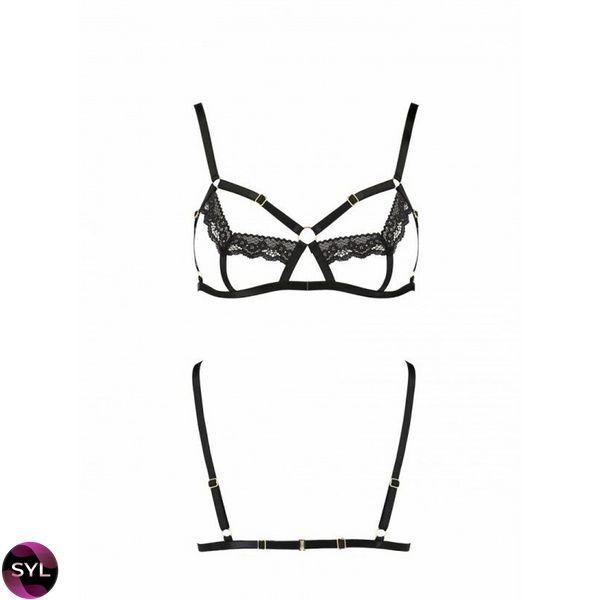 Бюстгальтер-стрепи з мереживом Solon Bra black — Passion Exclusive: трусики в комплекті SO6412 SafeYourLove