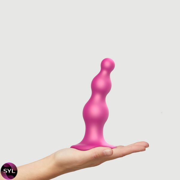 Насадка для страпона Strap-On-Me Dildo Plug Beads Framboise Metallic M SO7819 SafeYourLove