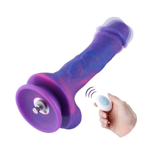 Фалоімітатор 8.2″ з вібрацією для секс-машин Hismith Purple Silicone Dildo with Vibe, KlicLok SO6212 SafeYourLove