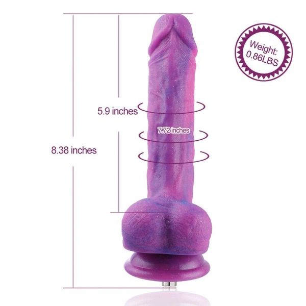 Фалоімітатор 8.2″ з вібрацією для секс-машин Hismith Purple Silicone Dildo with Vibe, KlicLok SO6212 SafeYourLove