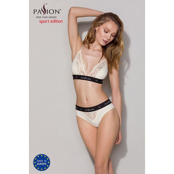 Трусики з широкою гумкою і мереживом Passion PANTIES ecru SO4165 SafeYourLove