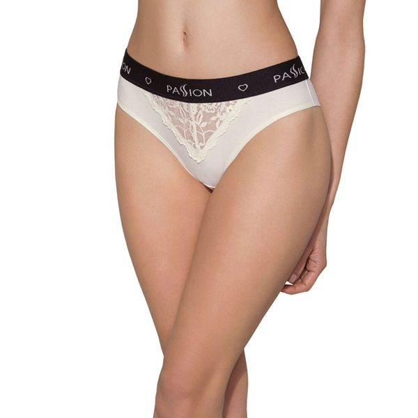 Трусики з широкою гумкою і мереживом Passion PANTIES ecru SO4165 SafeYourLove