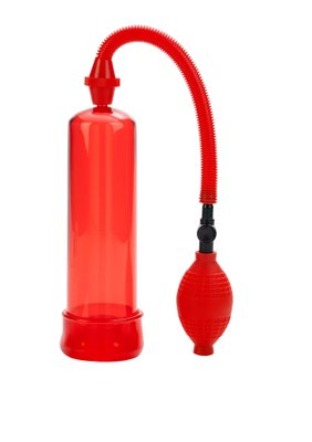 Механическая вакуумная помпа для пениса с насосом-грушей Fireman’s CalExotics, красная, 19 х 5.7 см CL12642 фото
