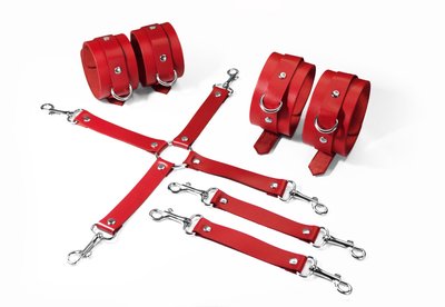 Набір для БДСМ 3 в 1 Feral Feelings BDSM Kit 3 Red, red, наручники, поножі, хрестовина SO8270 SafeYourLove