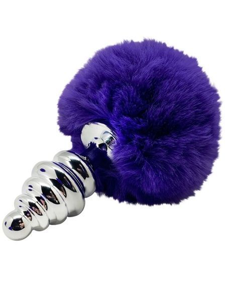 Alive Anal Pleasure Butt Plug with Dark Purple Tail, size S