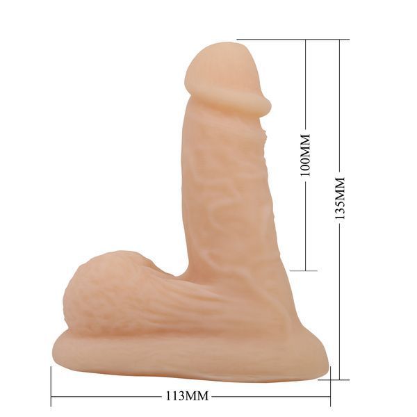 Dildo prosthesis PRETTY LOVE realistic, elastic, light beige, 13 cm